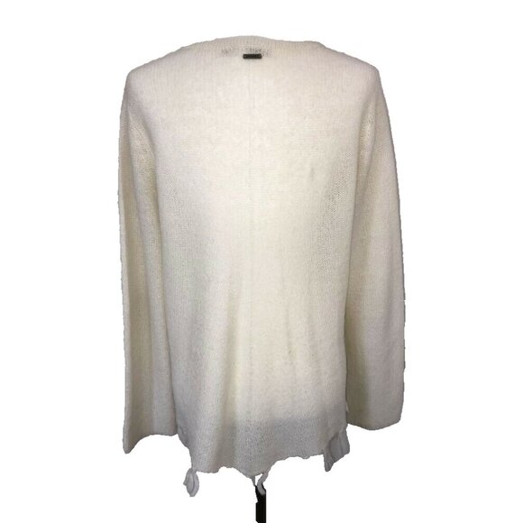 PRANA Shelby Poncho Sweater Womens Size Large Cream Ivory Cable Knit Tassle - Picture 5 of 6
